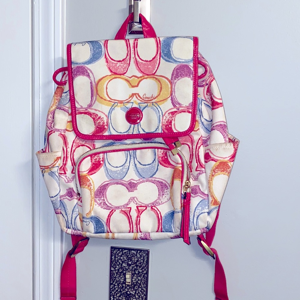 Pink Multi Color Coach Book bag 💘🎒